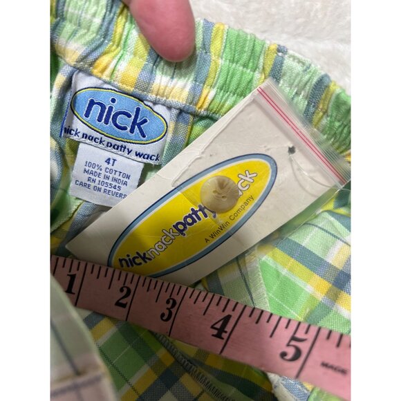 Nick Nack Patty Wack Toddler Plaid Shirt & Shorts Set 4T Green Yellow Cotton - Picture 5 of 9